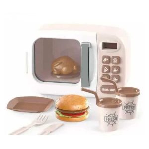 Mini microondas infantil interactivo con piezas de comida
