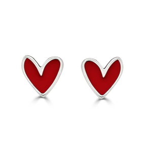 Pendientes «Loco Amor» en Plata con esmalte Rojo | La Mala y la Fea
