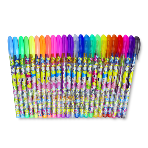 24 Plumas Kawaii Cute De Gel Con Glitter Colores Brillantes