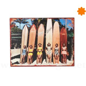 Póster dedicado al surf y la playa fabricado con metal para regalar